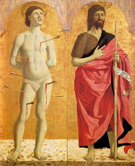 Piero della Francesca Sts Sebastian and John the Baptist oil painting picture